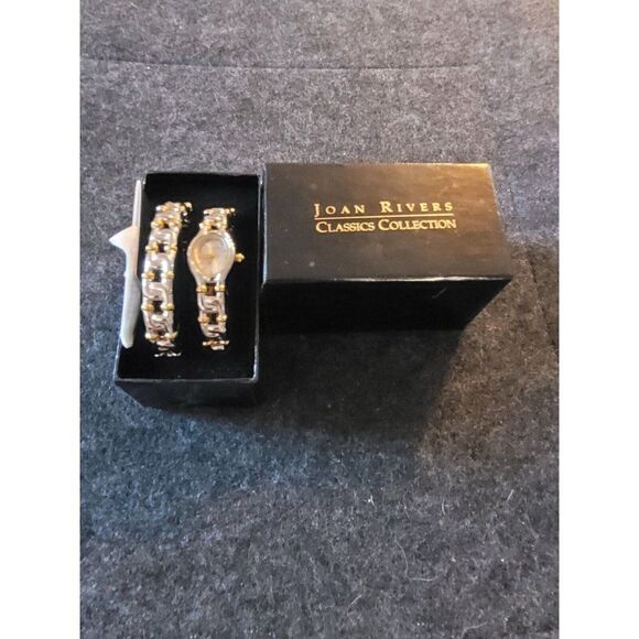 Vintage Joan Rivers Gold and Silver Tone Watch and matching bracelet New - Picture 1 of 4